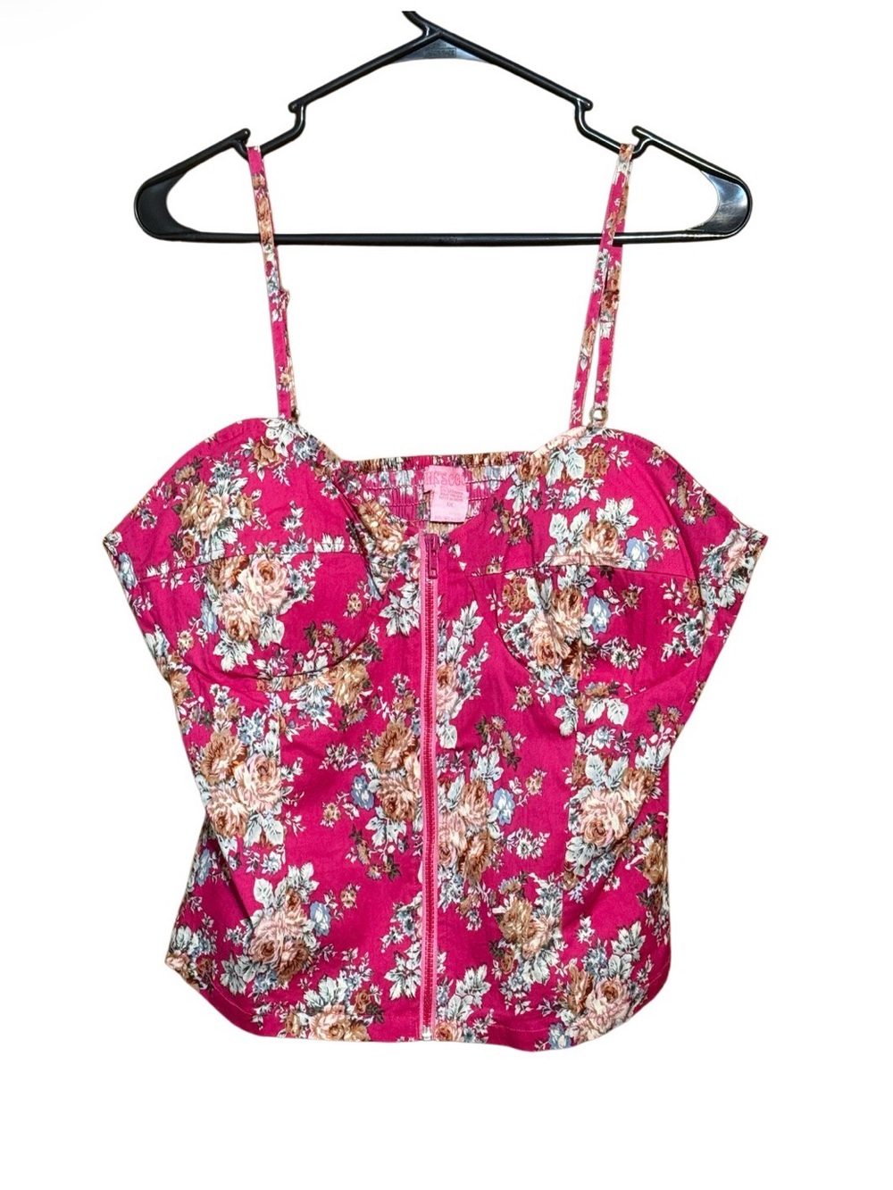 She’s Cool Floral Corset Crop Top Pink Bustier Cami Women’s 1X Y2K Style - Picture 2 of 3